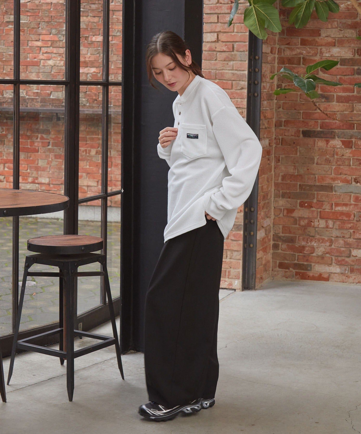 THE CRAFT CREW PRODUCTS / 抗菌 華夫格 亨利領 長袖T恤