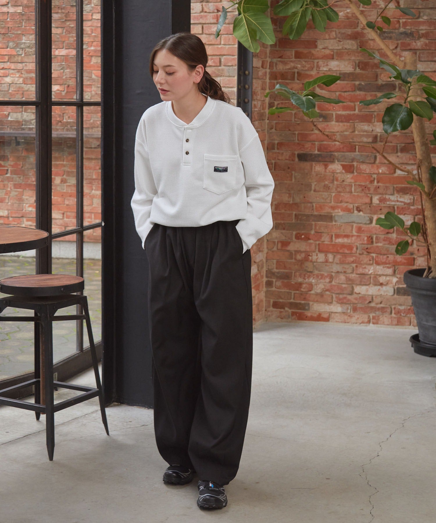 THE CRAFT CREW PRODUCTS / 抗菌 華夫格 亨利領 長袖T恤