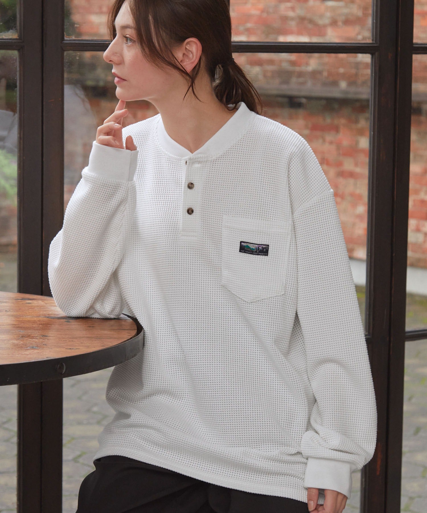 THE CRAFT CREW PRODUCTS / 抗菌 華夫格 亨利領 長袖T恤