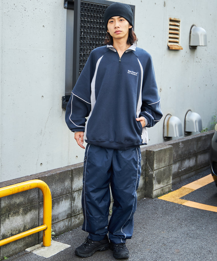 現貨供應，灰藍M，BEN DAVIS PIPING HALF ZIP SWEAT / Y2K立領衫