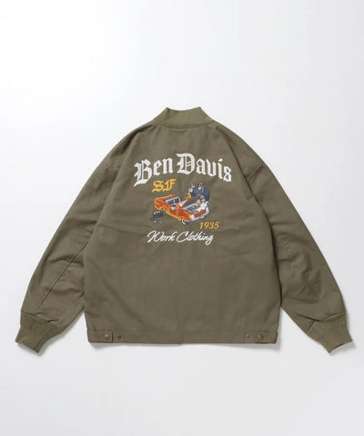 BEN DAVIS / 復古刺繡羅紋袖口 帆布工作外套