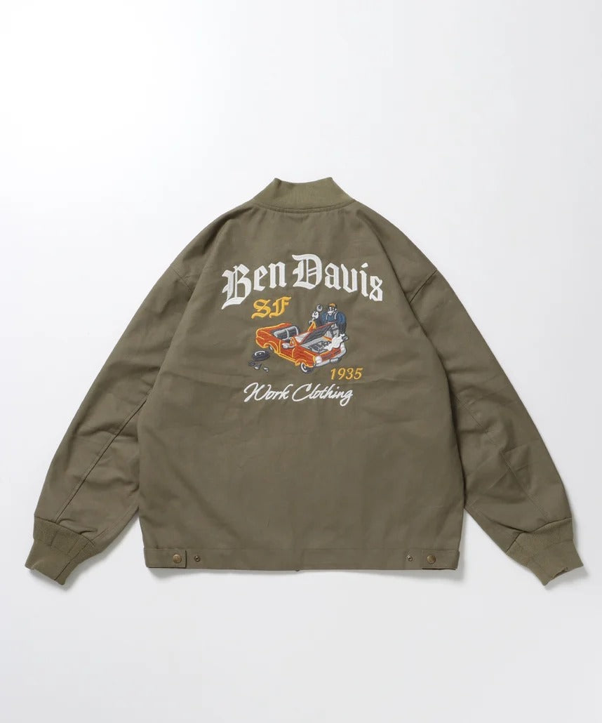 BEN DAVIS / 復古刺繡羅紋袖口 帆布工作外套