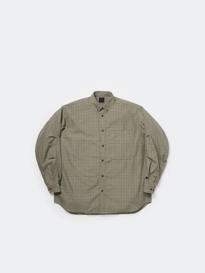 DAIWA PIER39 TECH BUTTON DOWN SHIRT L/S GREN PLAID / 機能格紋寬版長袖襯衫