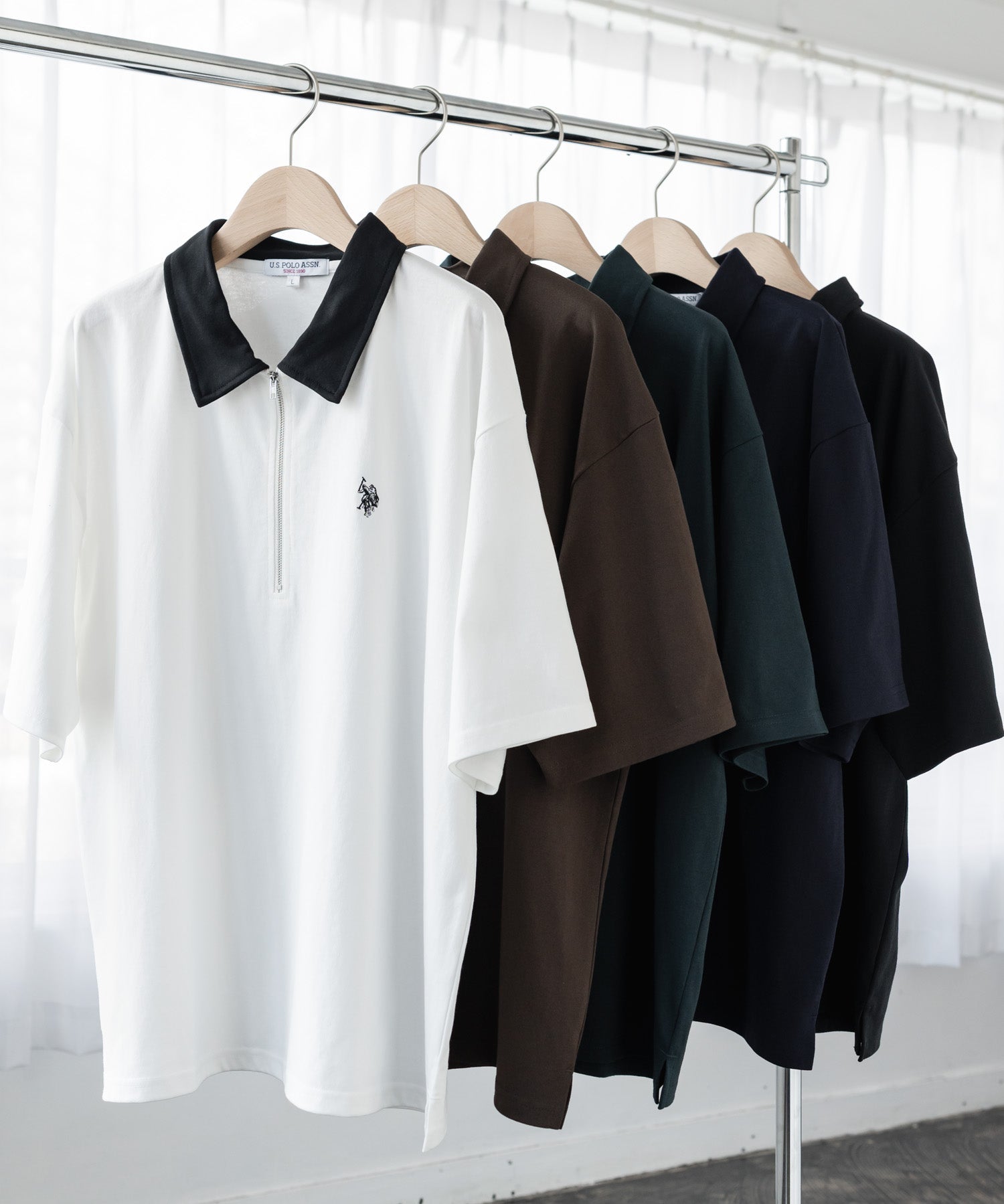 U.S. POLO ASSN. / 半拉鍊刺繡短袖 Polo 衫