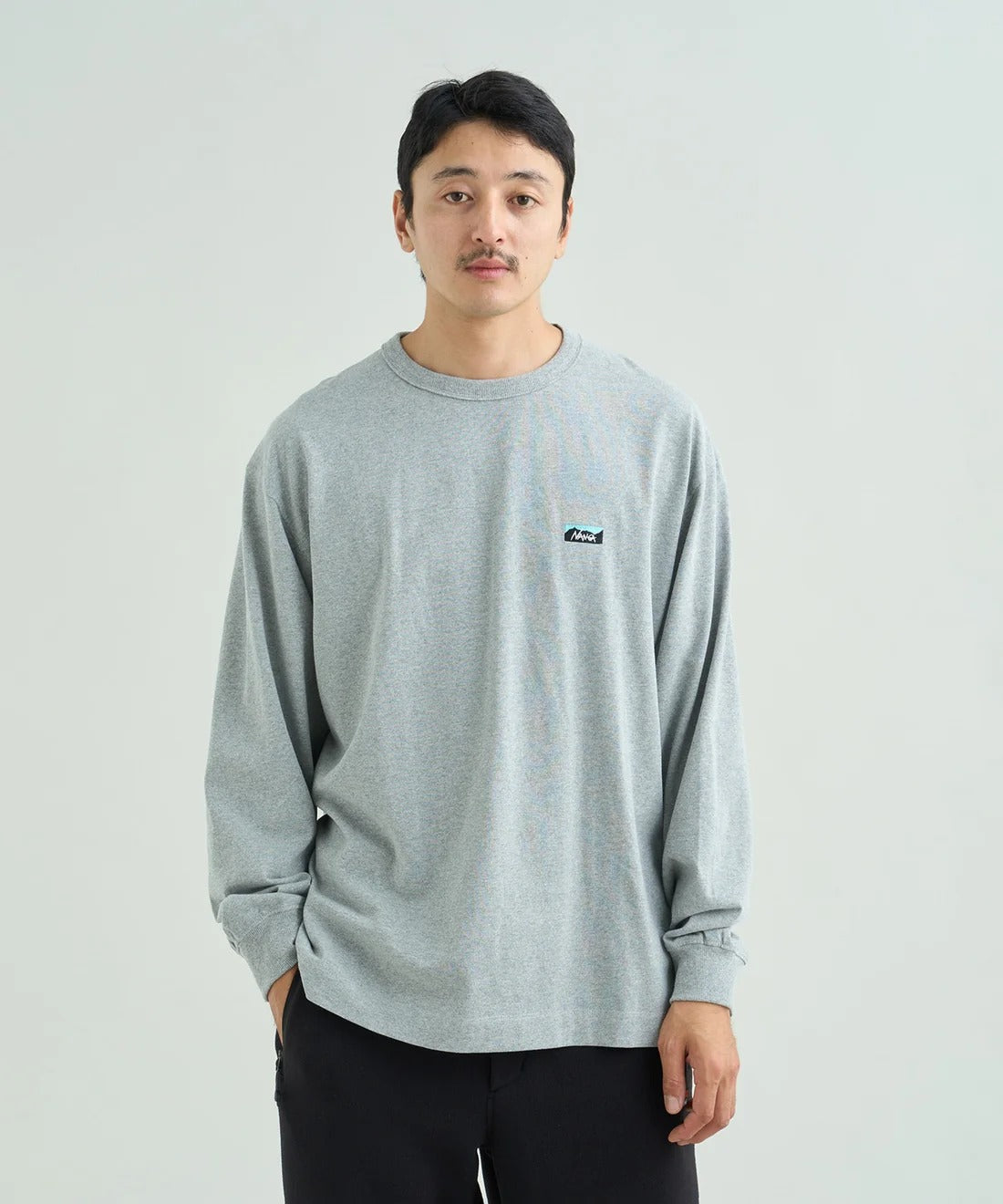 NANGA / ECO HYBRID BOX LOGO EMBROIDERY L/S TEE(UNISEX) 再生棉方形LOGO刺繡長袖T恤