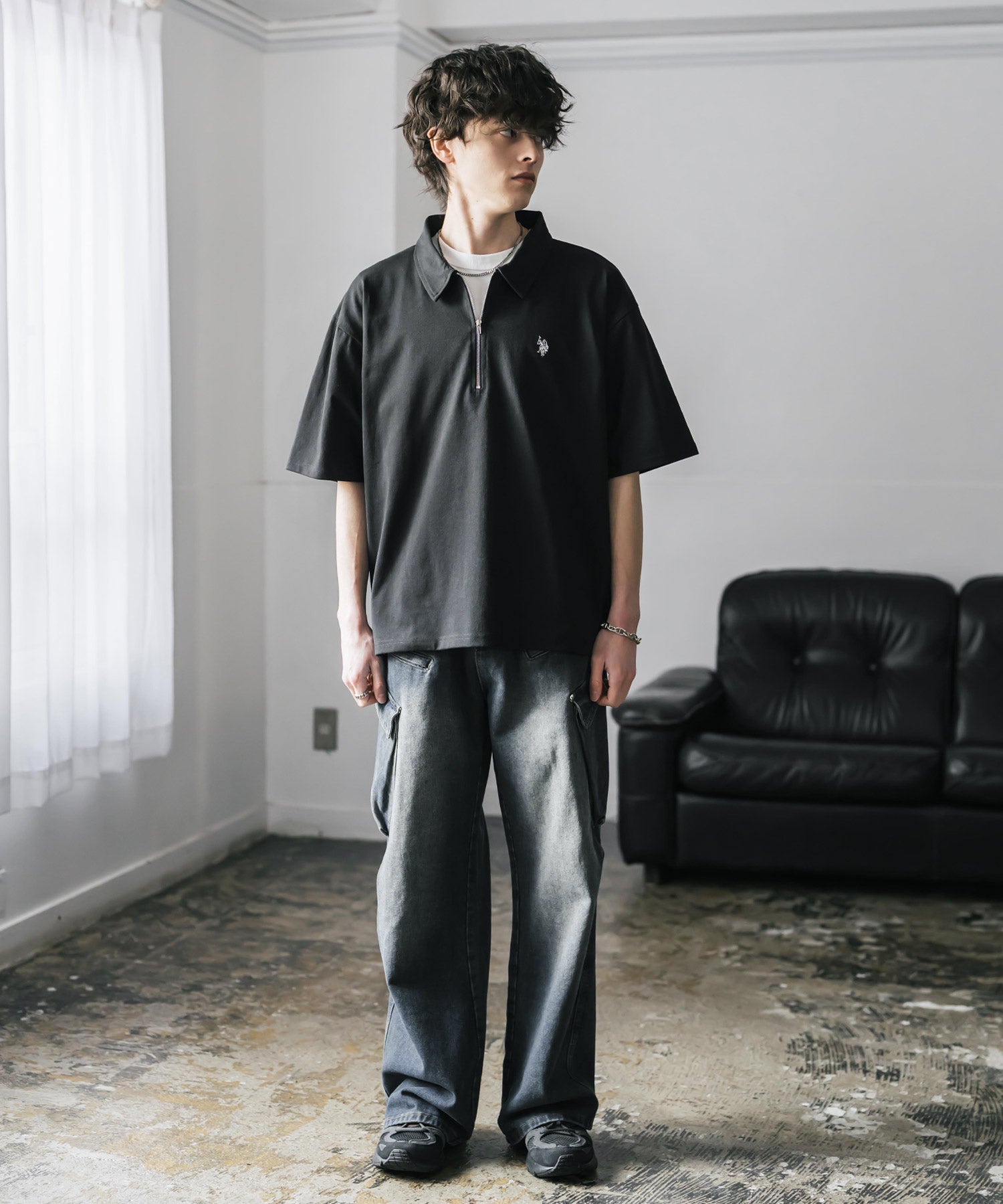 U.S. POLO ASSN. / 半拉鍊刺繡短袖 Polo 衫