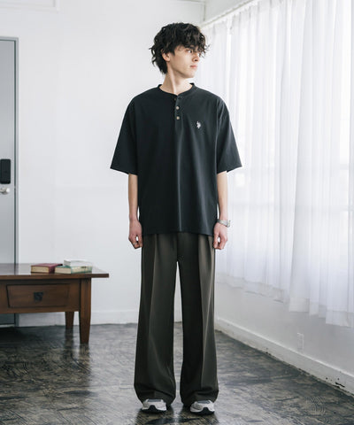 U.S. POLO ASSN. / 刺繡亨利領短袖T恤