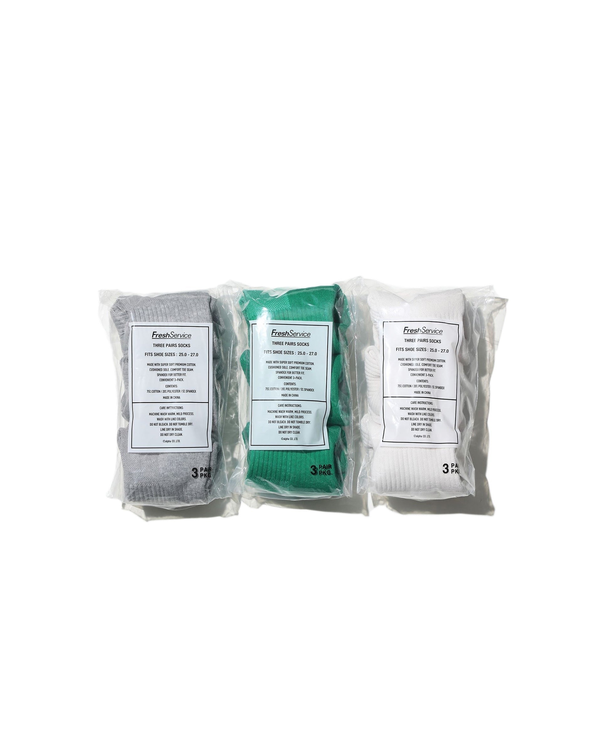 FreshService ORIGINAL 3-PACK SHORT SOCKS / 中筒襪 一包三雙