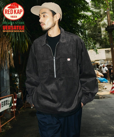 RED KAP × FREAK'S STORE／日本聯名限定 燈芯絨 半拉鏈 套頭長袖襯衫