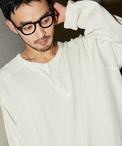 RED KAP × FREAK'S STORE / 日本聯名限定 亨利領 華夫格 長袖T恤