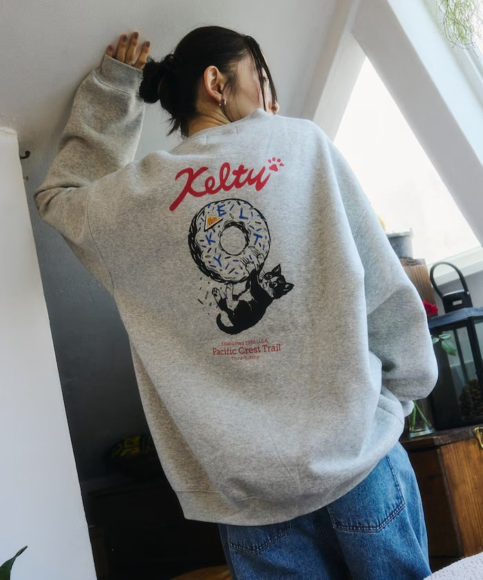 KELTY × FREAK'S STORE / 甜甜圈黑貓印花 圓領衫（日本聯名限定）
