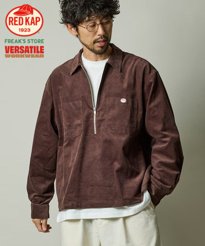RED KAP × FREAK'S STORE／日本聯名限定 燈芯絨 半拉鏈 套頭長袖襯衫