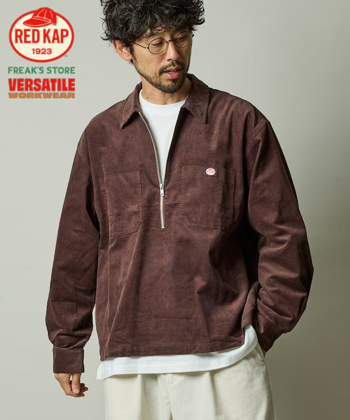 RED KAP × FREAK'S STORE／日本聯名限定 燈芯絨 半拉鏈 套頭長袖襯衫