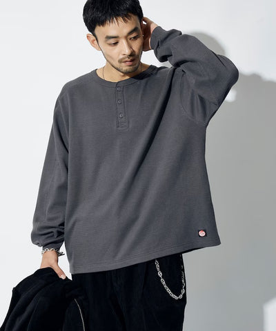 RED KAP × FREAK'S STORE / 日本聯名限定 亨利領 華夫格 長袖T恤