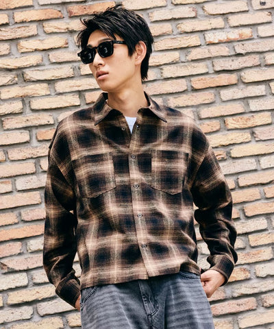 FREAK'S STORE / 限定漸層格紋短版襯衫