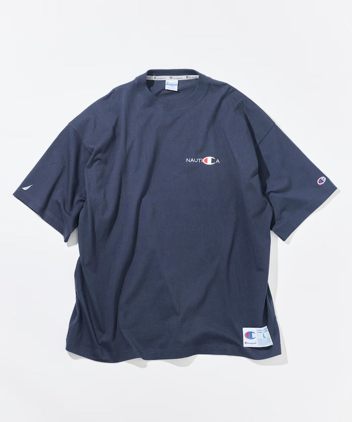 Champion × NAUTICA／日本聯名限定 刺繡厚磅圓領T恤