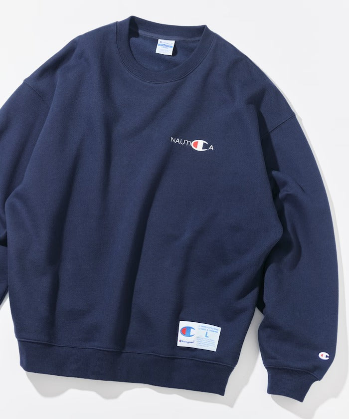 Champion × NAUTICA／日本聯名限定 刺繡刷毛 圓領衫