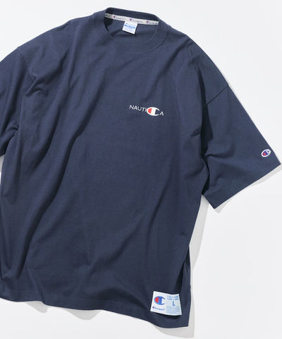 Champion × NAUTICA／日本聯名限定 刺繡厚磅圓領T恤