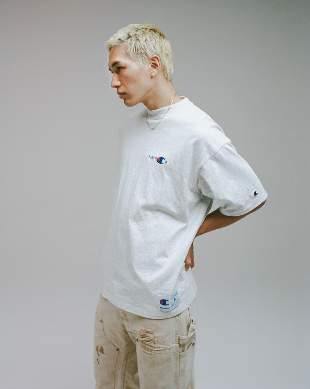 Champion × NAUTICA／刺繡厚磅圓領T恤（日本聯名限定）