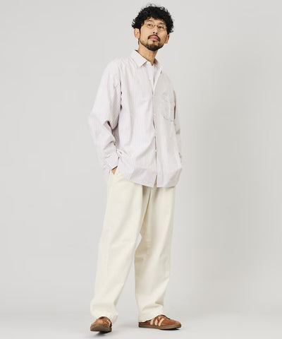 HINSON／日本聯名限定 寬鬆版素色領平織長袖襯衫