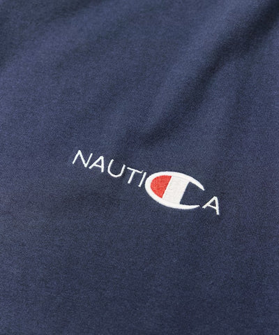 Champion × NAUTICA／日本聯名限定 刺繡厚磅圓領T恤