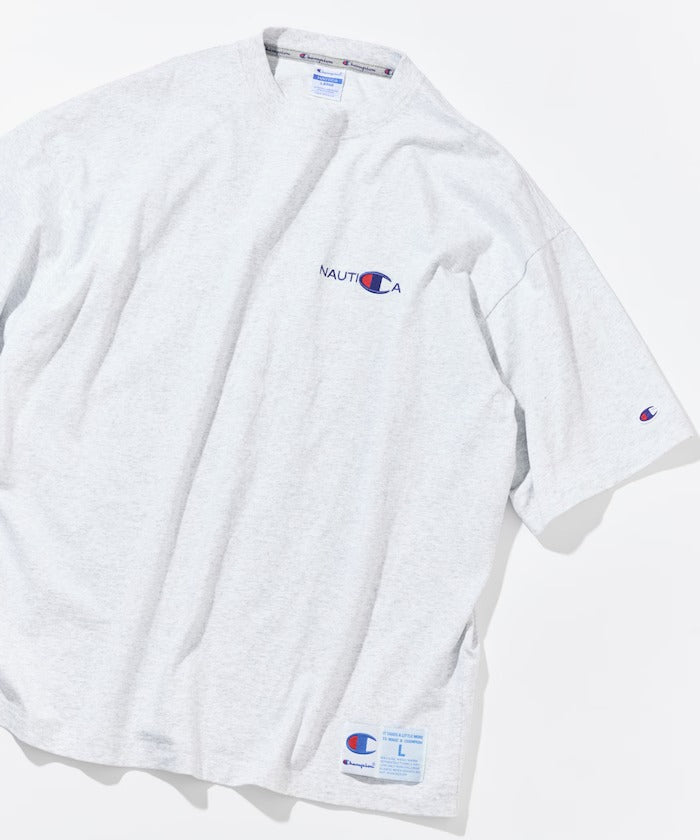 Champion × NAUTICA／日本聯名限定 刺繡厚磅圓領T恤