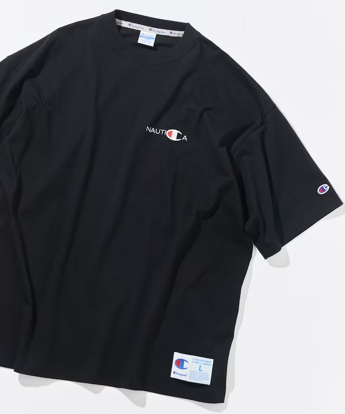 Champion × NAUTICA／日本聯名限定 刺繡厚磅圓領T恤