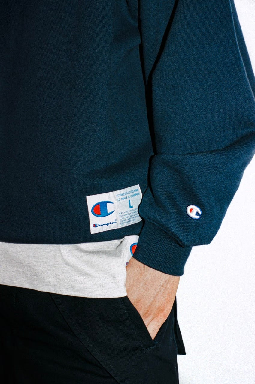 Champion × NAUTICA／刺繡刷毛 圓領衫（日本聯名限定）