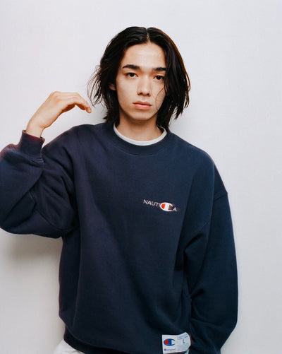 Champion × NAUTICA／刺繡刷毛 圓領衫（日本聯名限定）