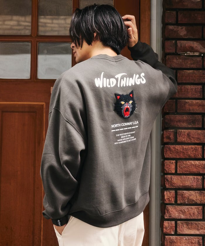 WILD THINGS×FREAK'S STORE / 貓咪圖騰圓領衫（日本聯名限定）