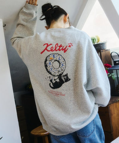 KELTY × FREAK'S STORE / 甜甜圈黑貓印花 圓領衫（日本聯名限定）