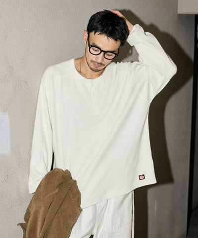 RED KAP × FREAK'S STORE / 日本聯名限定 亨利領 華夫格 長袖T恤