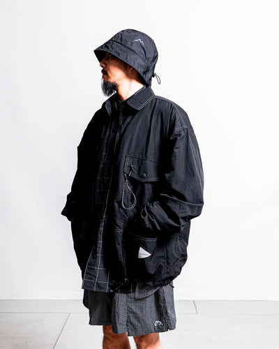 and wander / 皺褶尼龍雙口袋襯衫外套