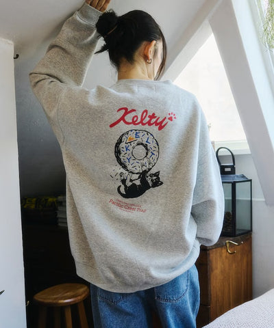 KELTY × FREAK'S STORE / 甜甜圈黑貓印花 圓領衫（日本聯名限定）