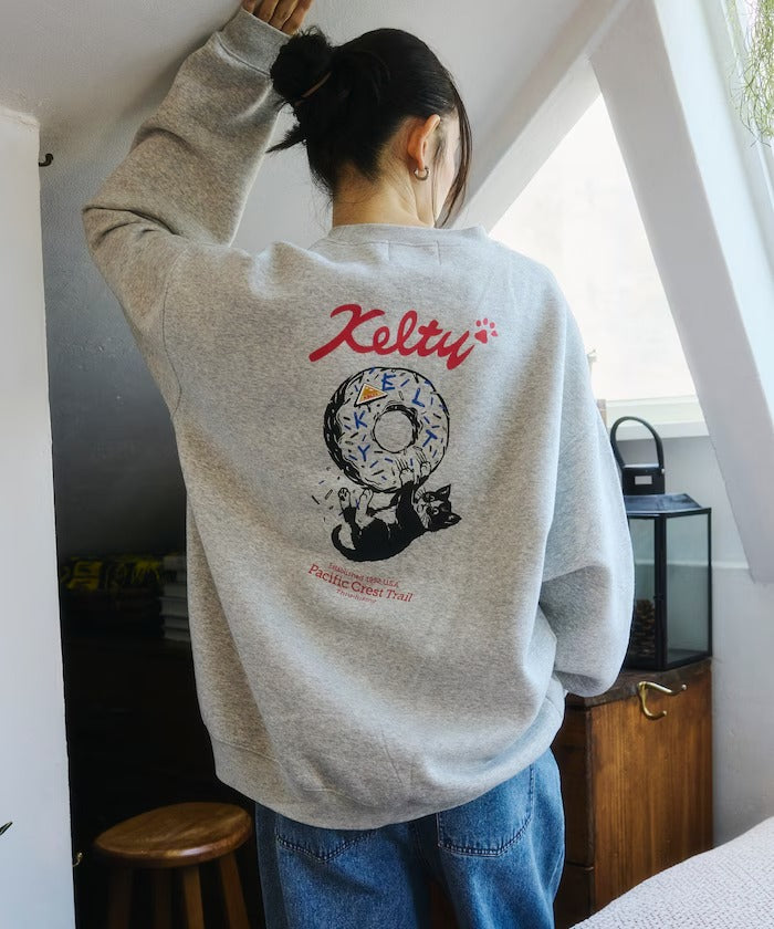 KELTY × FREAK'S STORE / 甜甜圈黑貓印花 圓領衫（日本聯名限定）