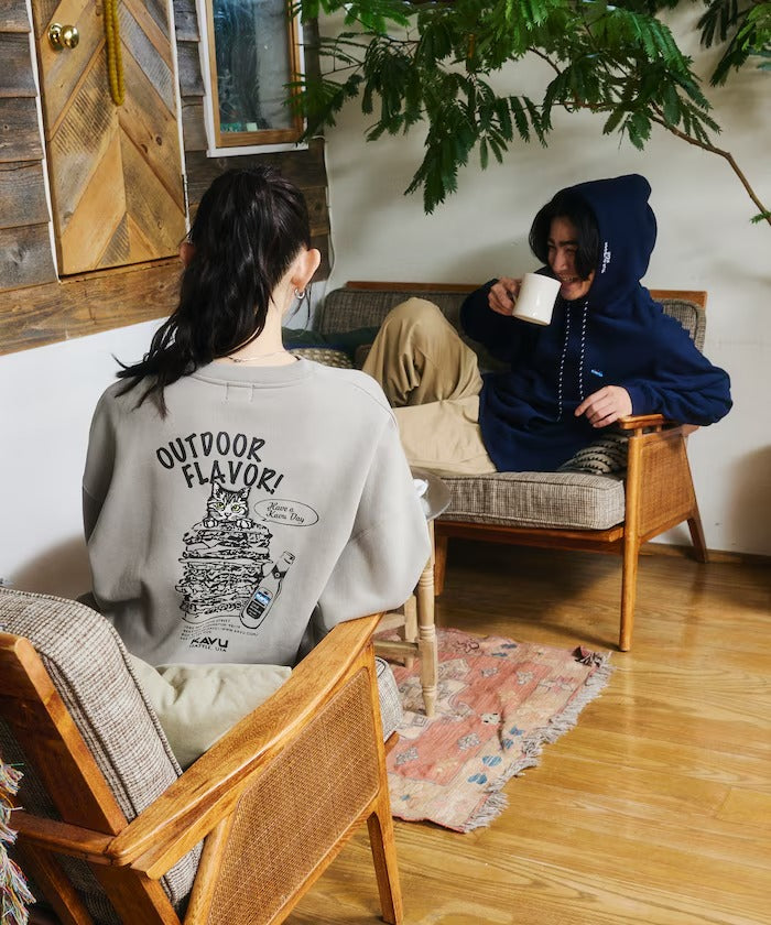 KAVU × FREAK'S STORE / 漢堡貓刺繡 圓領衫（日本聯名限定）