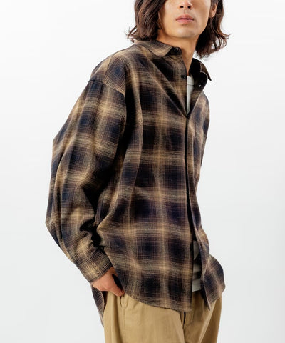 FREAK'S STORE / 寬鬆 漸層格紋 法蘭絨 長袖襯衫