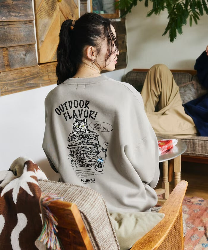 KAVU × FREAK'S STORE / 漢堡貓刺繡 圓領衫（日本聯名限定）
