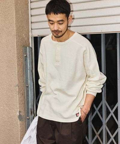 RED KAP × FREAK'S STORE / 日本聯名限定 亨利領 華夫格 長袖T恤