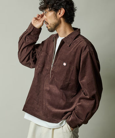 RED KAP × FREAK'S STORE／日本聯名限定 燈芯絨 半拉鏈 套頭長袖襯衫