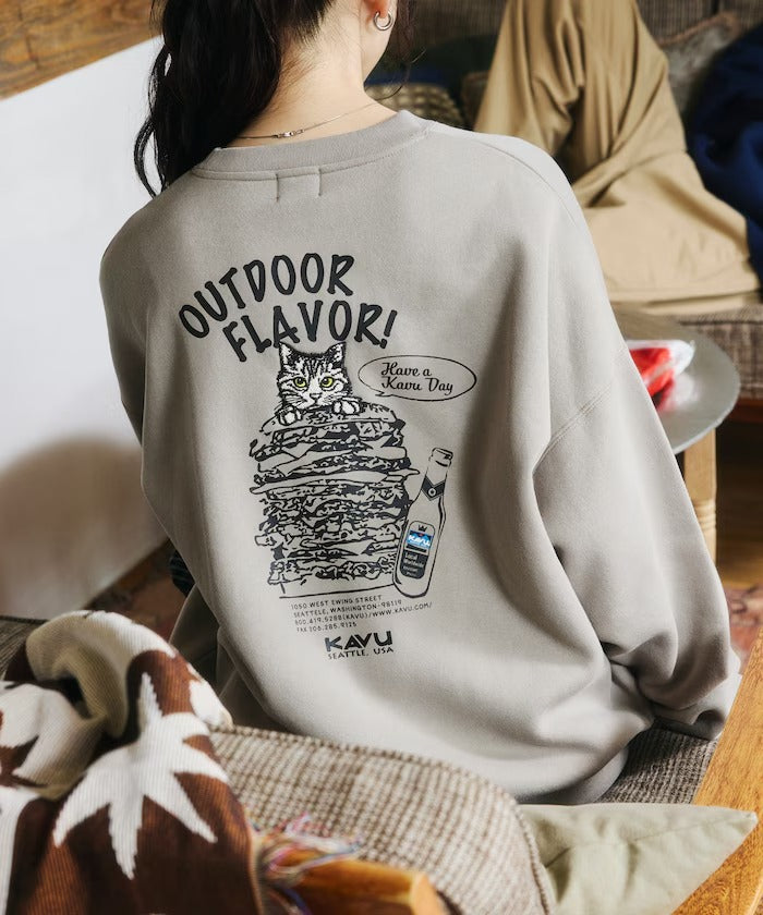 KAVU × FREAK'S STORE / 漢堡貓刺繡 圓領衫（日本聯名限定）