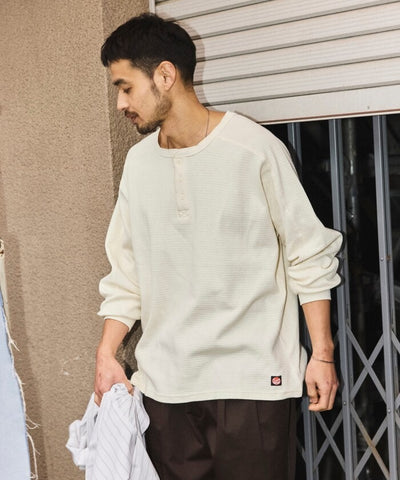 RED KAP × FREAK'S STORE / 日本聯名限定 亨利領 華夫格 長袖T恤