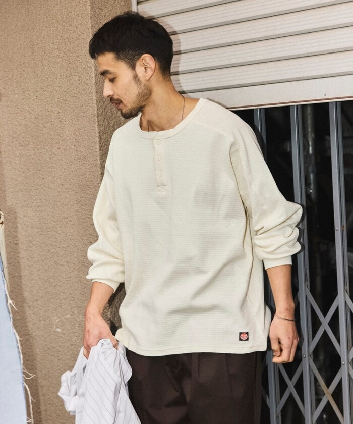 RED KAP × FREAK'S STORE / 日本聯名限定 亨利領 華夫格 長袖T恤