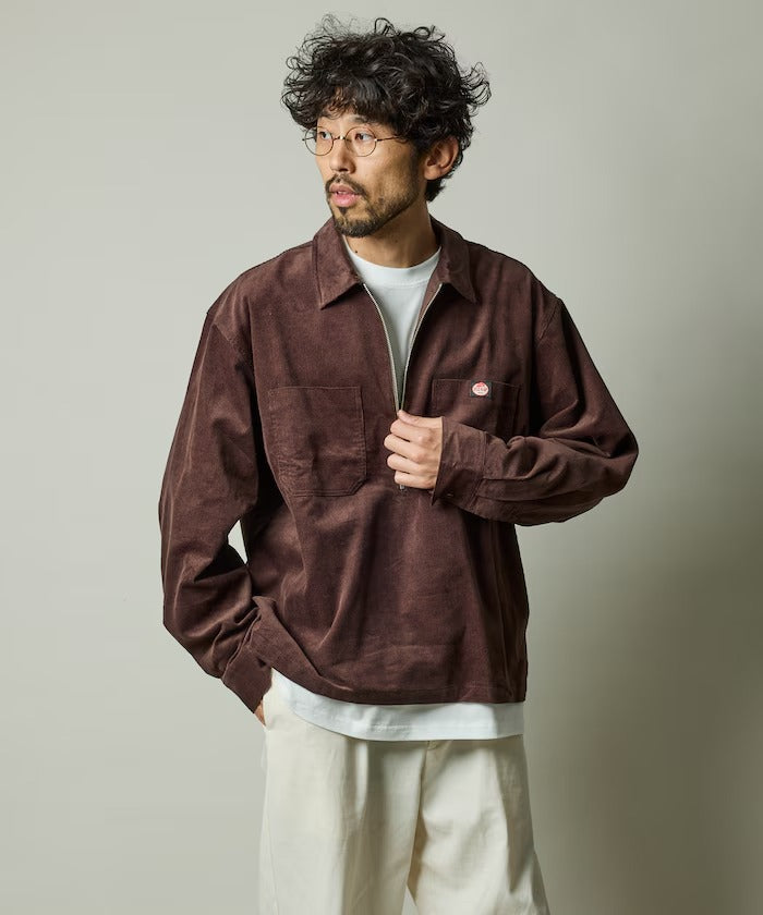 RED KAP × FREAK'S STORE／日本聯名限定 燈芯絨 半拉鏈 套頭長袖襯衫