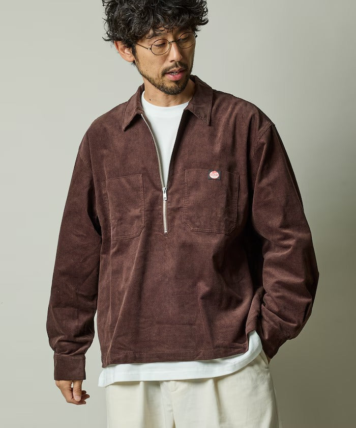 RED KAP × FREAK'S STORE／日本聯名限定 燈芯絨 半拉鏈 套頭長袖襯衫