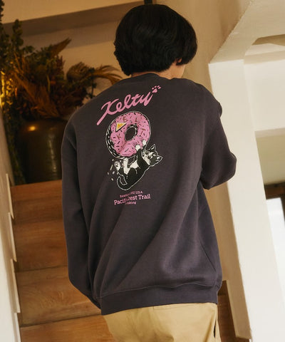 KELTY × FREAK'S STORE / 甜甜圈黑貓印花 圓領衫（日本聯名限定）