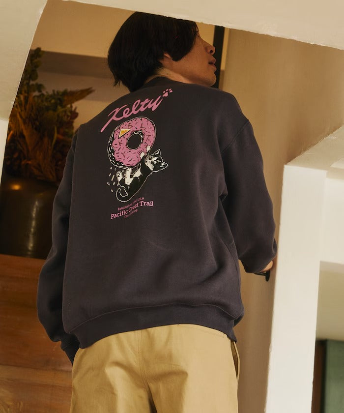 KELTY × FREAK'S STORE / 甜甜圈黑貓印花 圓領衫（日本聯名限定）
