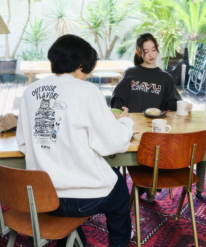 KAVU × FREAK'S STORE / 漢堡貓刺繡 圓領衫（日本聯名限定）