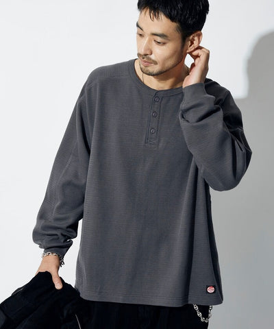 RED KAP × FREAK'S STORE / 日本聯名限定 亨利領 華夫格 長袖T恤