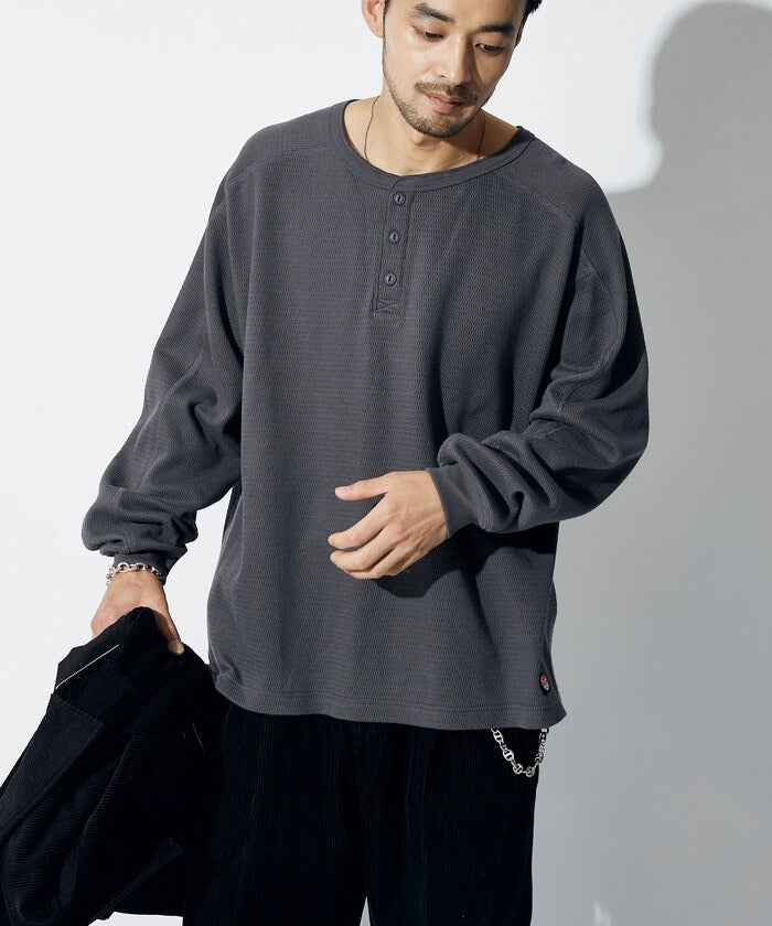 RED KAP × FREAK'S STORE / 日本聯名限定 亨利領 華夫格 長袖T恤